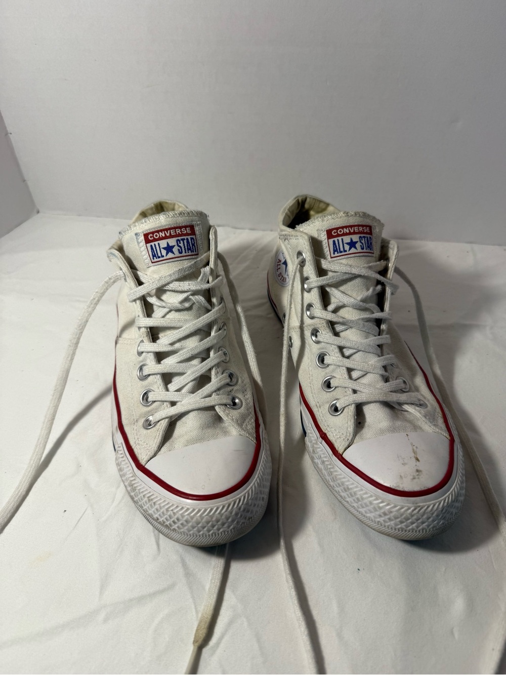 Converse Chuck Taylor All Star Mid Top Canvas Lace-Up Sneakers White Rubber